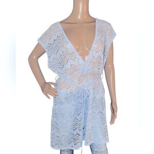❤️Hotouch Sheer Lace Cover-Up in Light Blue size Large